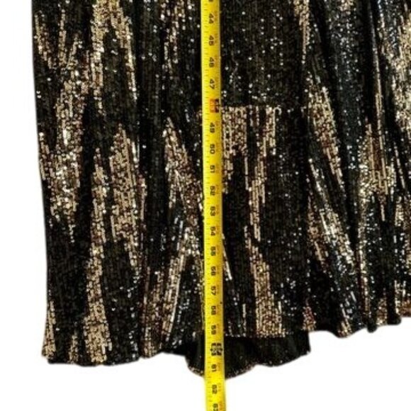 JOVANI Strapless Mermaid Black Gold Sequin Evening Gown Maxi Dress Size S (2-4) - Picture 7 of 15